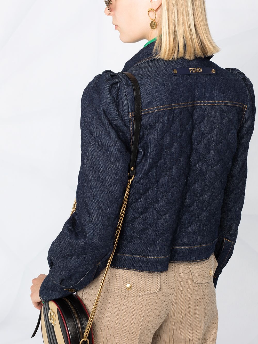 puff-sleeve denim jacket - 3