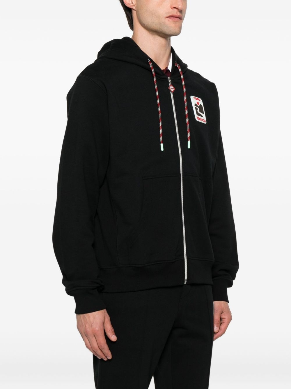 logo-patch zip-up hoodie - 3