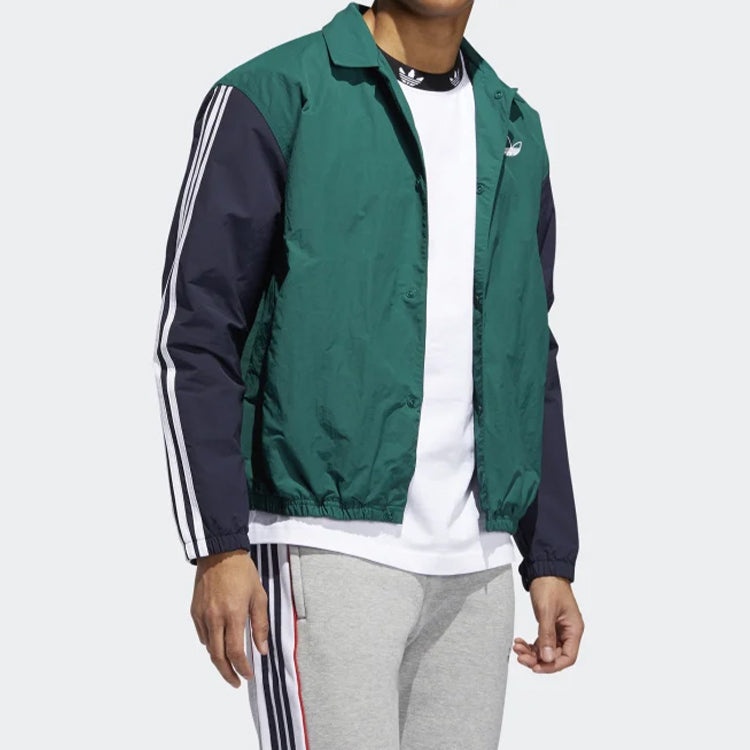 Men's adidas originals Trefoil Coach Colorblock Logo Casual Jacket Blue EJ7109 - 6