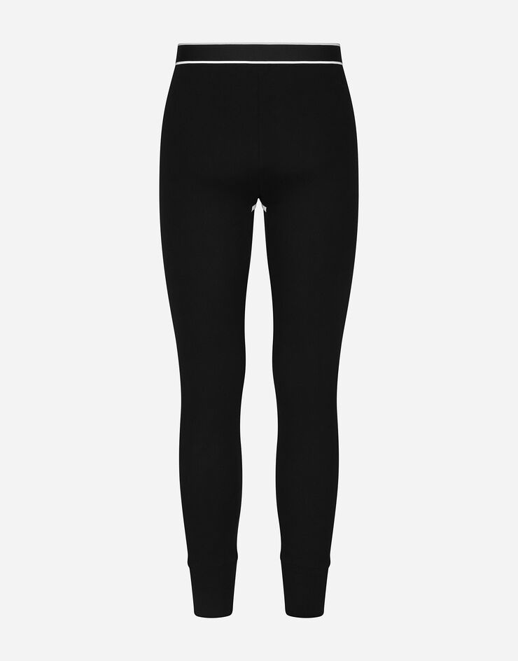 Fine-rib cotton leggings with DG patch - 3