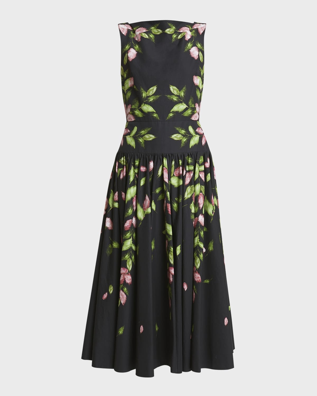 Floral Drop-Waist Sleeveless Midi Dress - 1