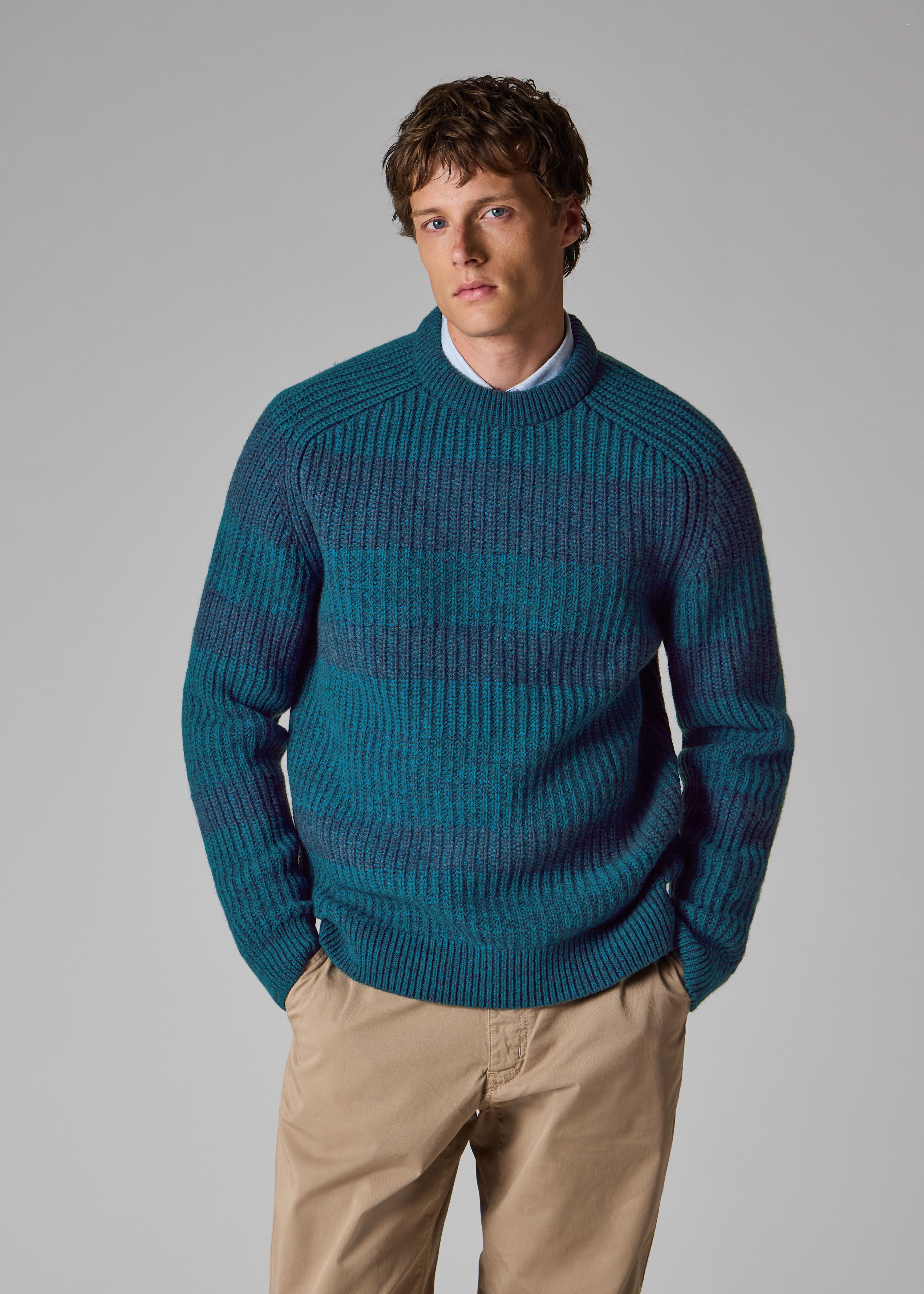 Paul Smith loves Barbour - Rosette Blue Saddle Crew Neck Sweater - 11