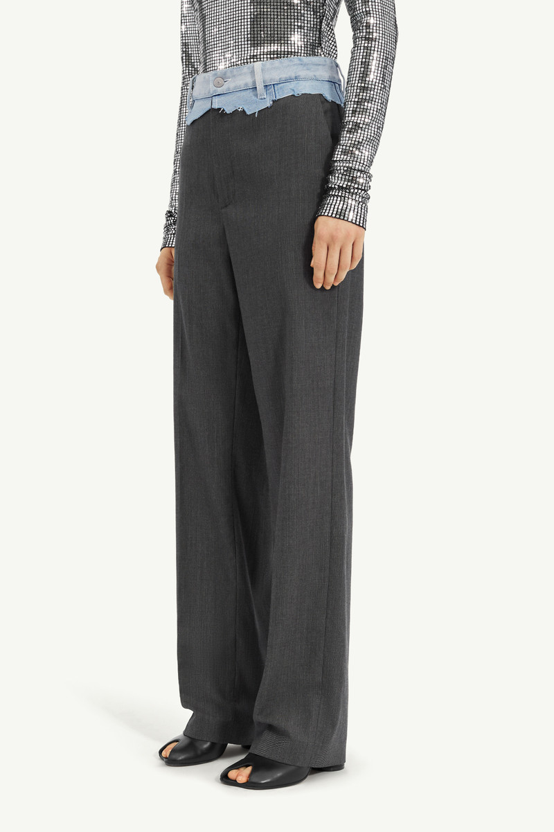 Tailored trousers with denim waistband 4