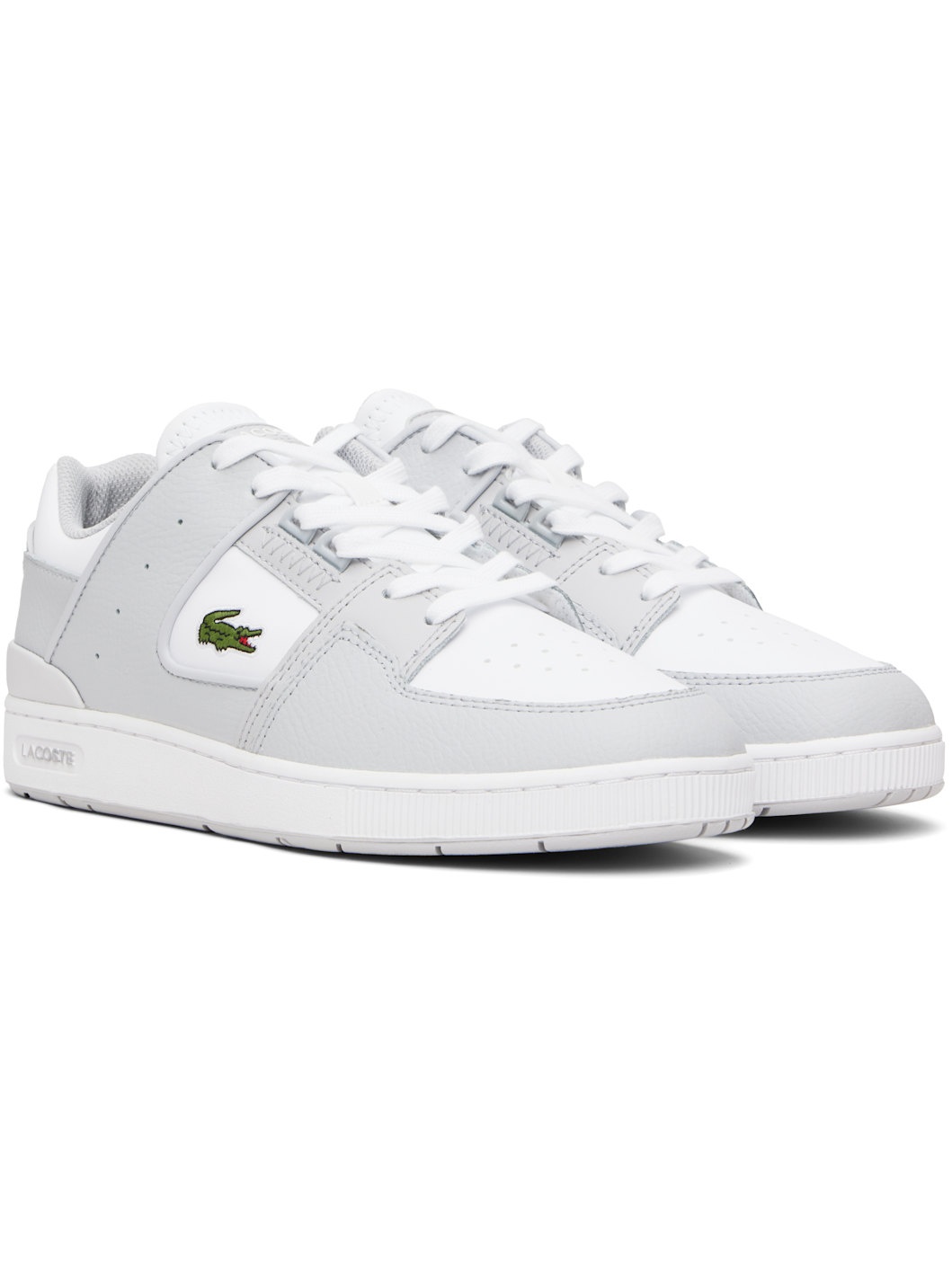White & Gray Court Cage Leather Sneakers - 4