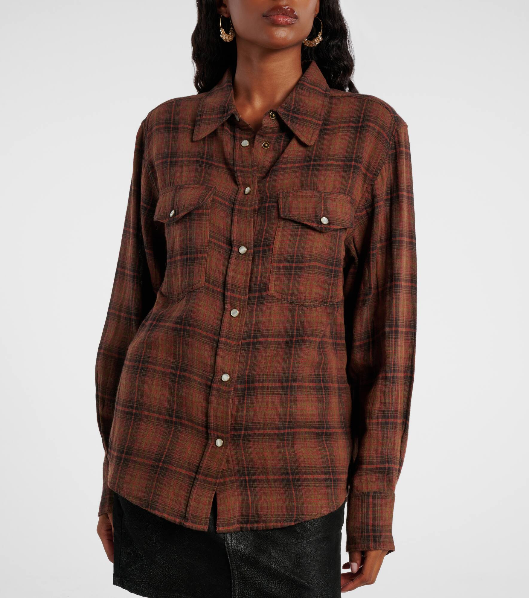 Yalisa plaid cotton flannel shirt - 6
