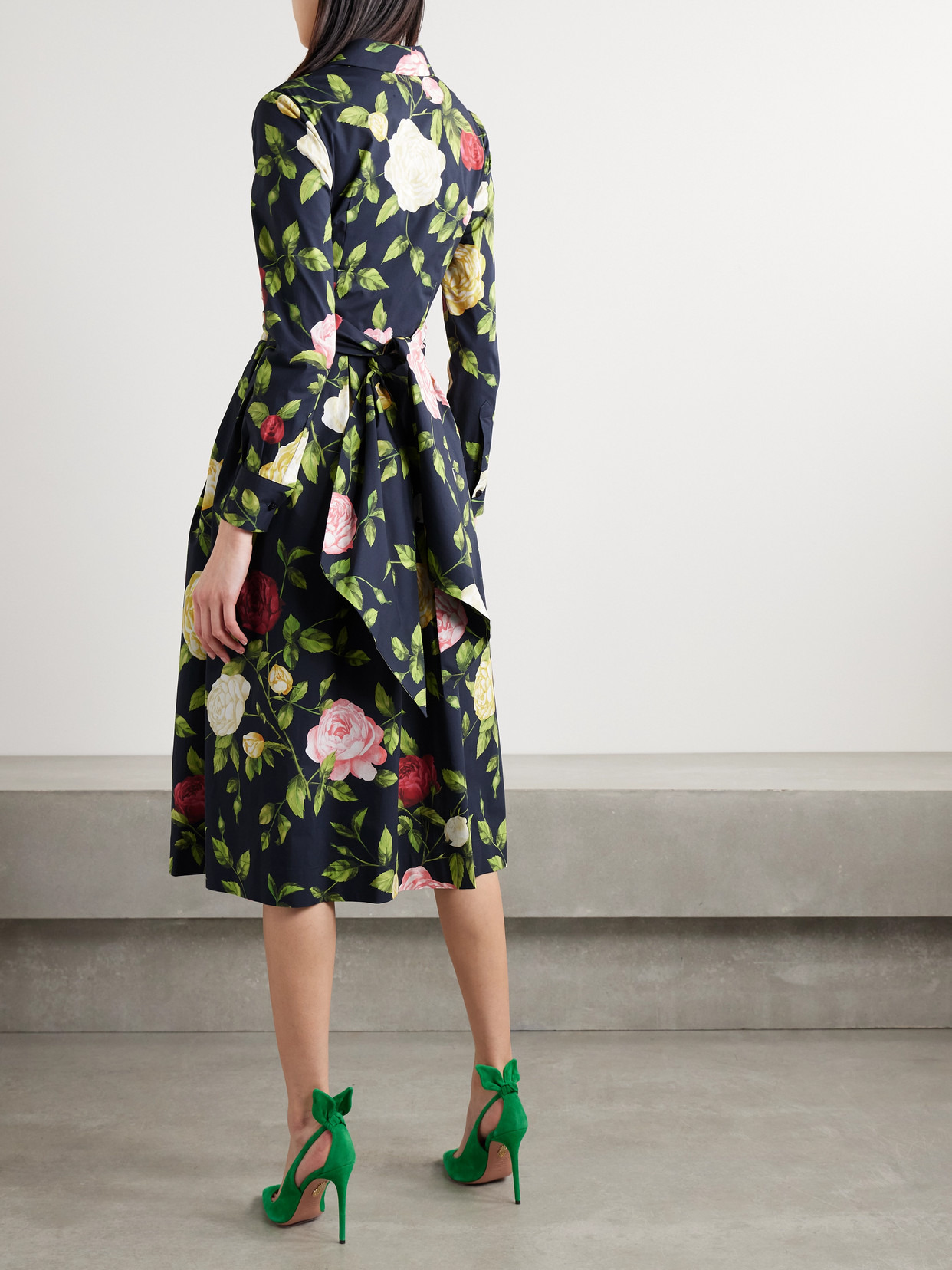 Wrap-effect Floral-print Cotton-blend Poplin Midi Dress - 3