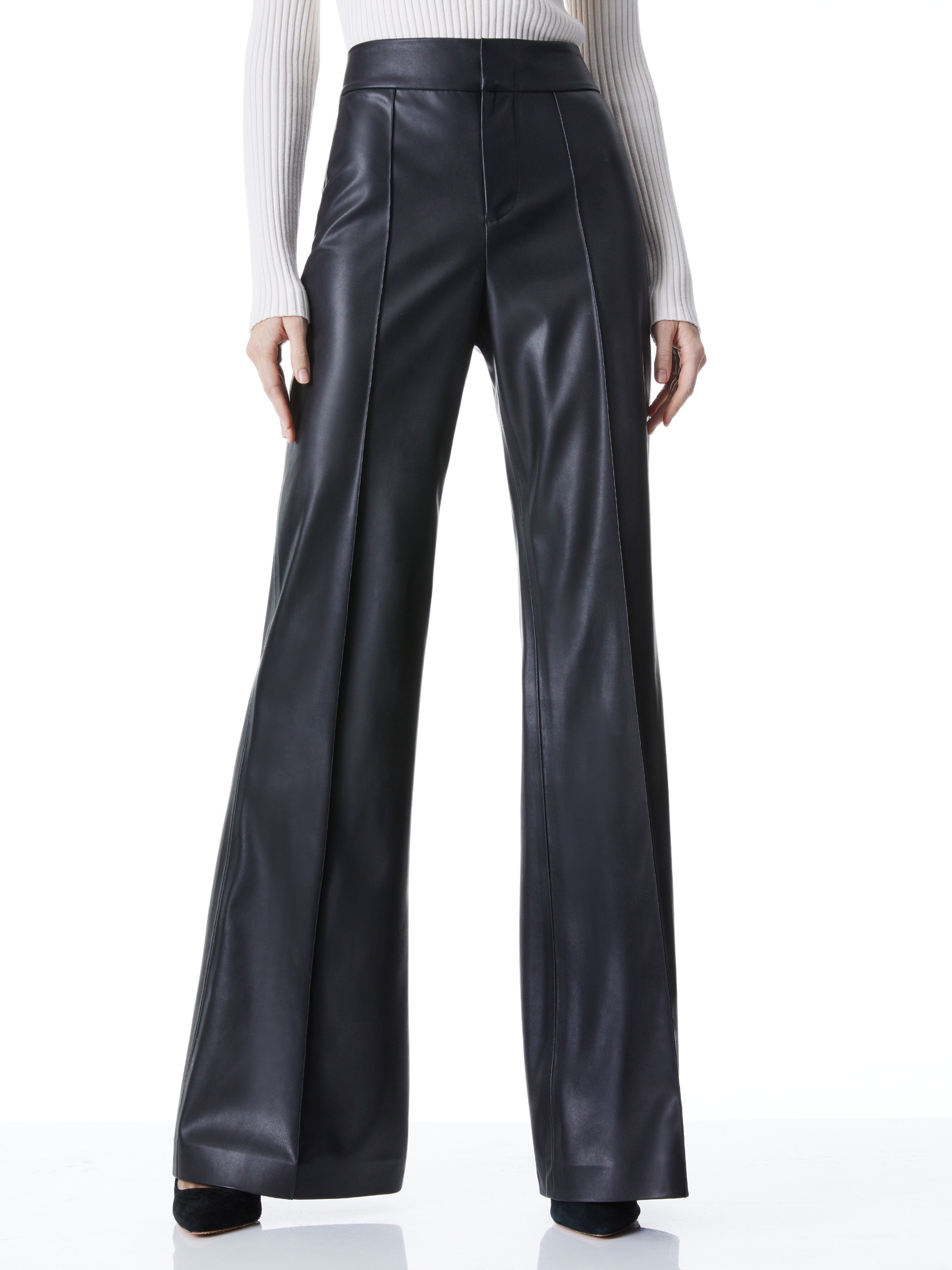 DYLAN VEGAN LEATHER WIDE LEG PANT - 2