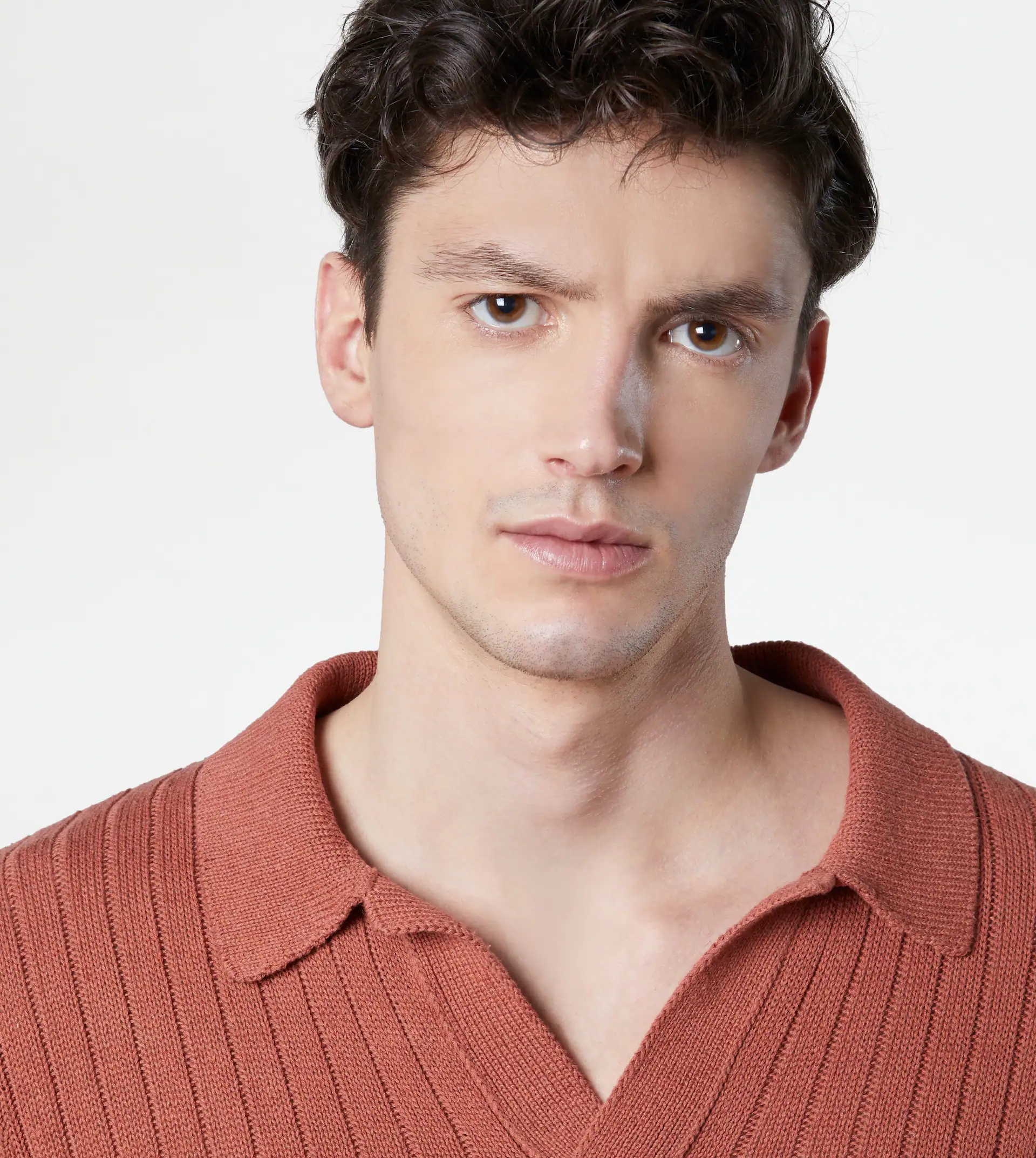 LINEN BLEND POLO SHIRT - ORANGE - 5