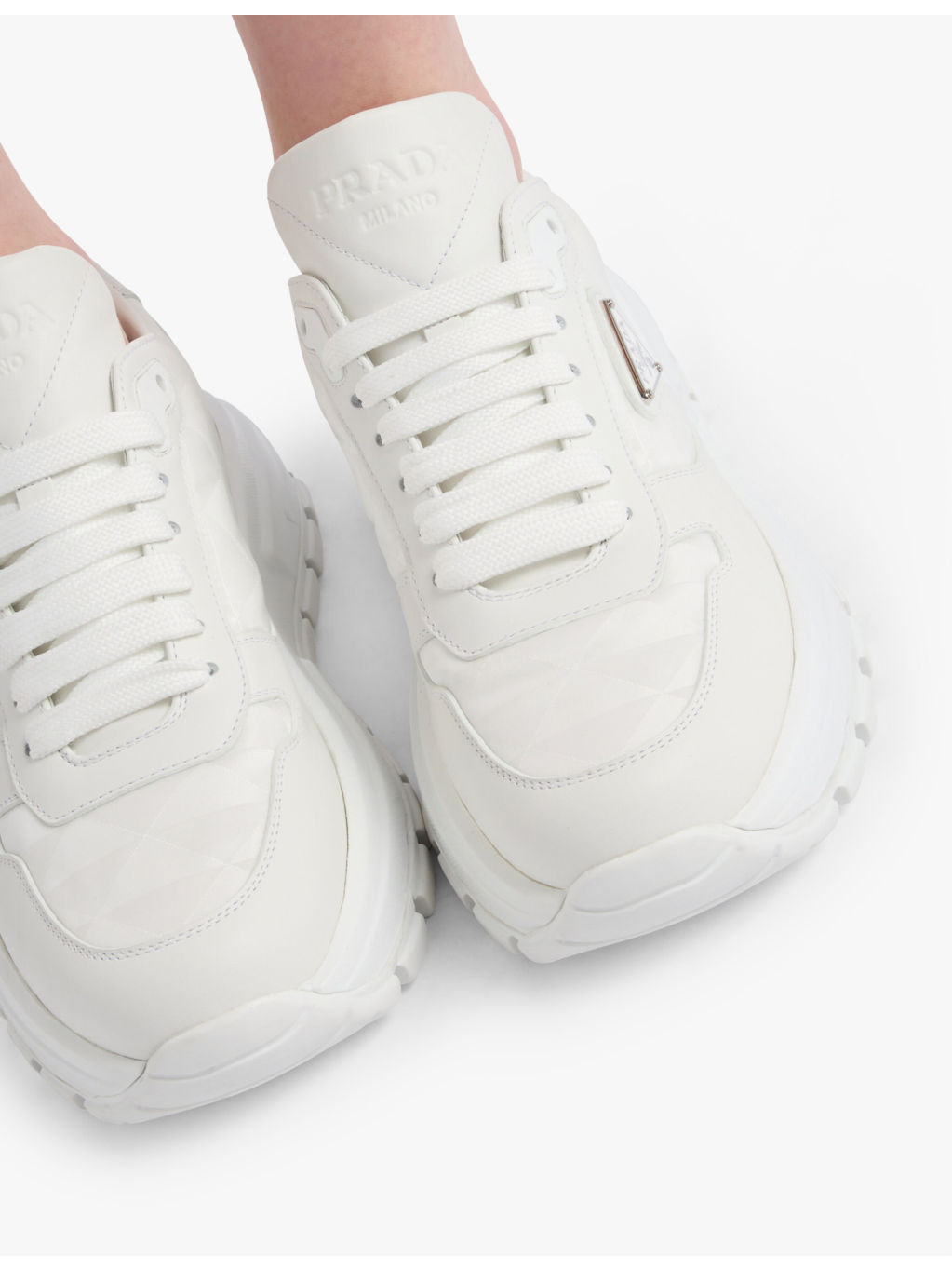 Prax 01 Re-Nylon logo-plaque leather low-top sneakers - 5