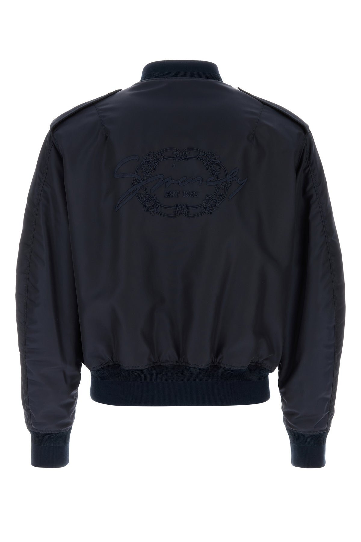 Navy blue nylon bomber jacket - 2
