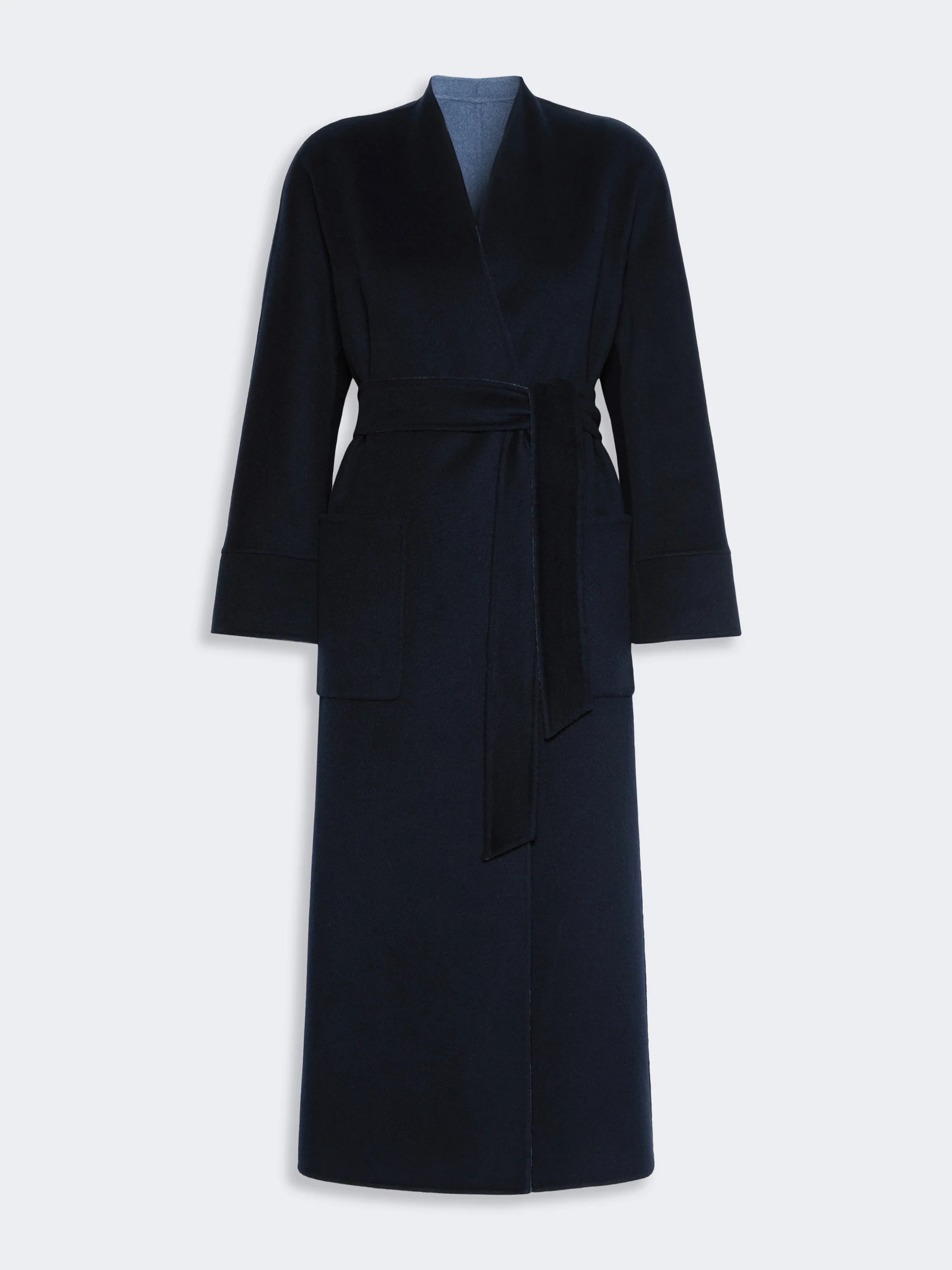 NODO Reversible wrap coat in wool drap - NAVY - 1