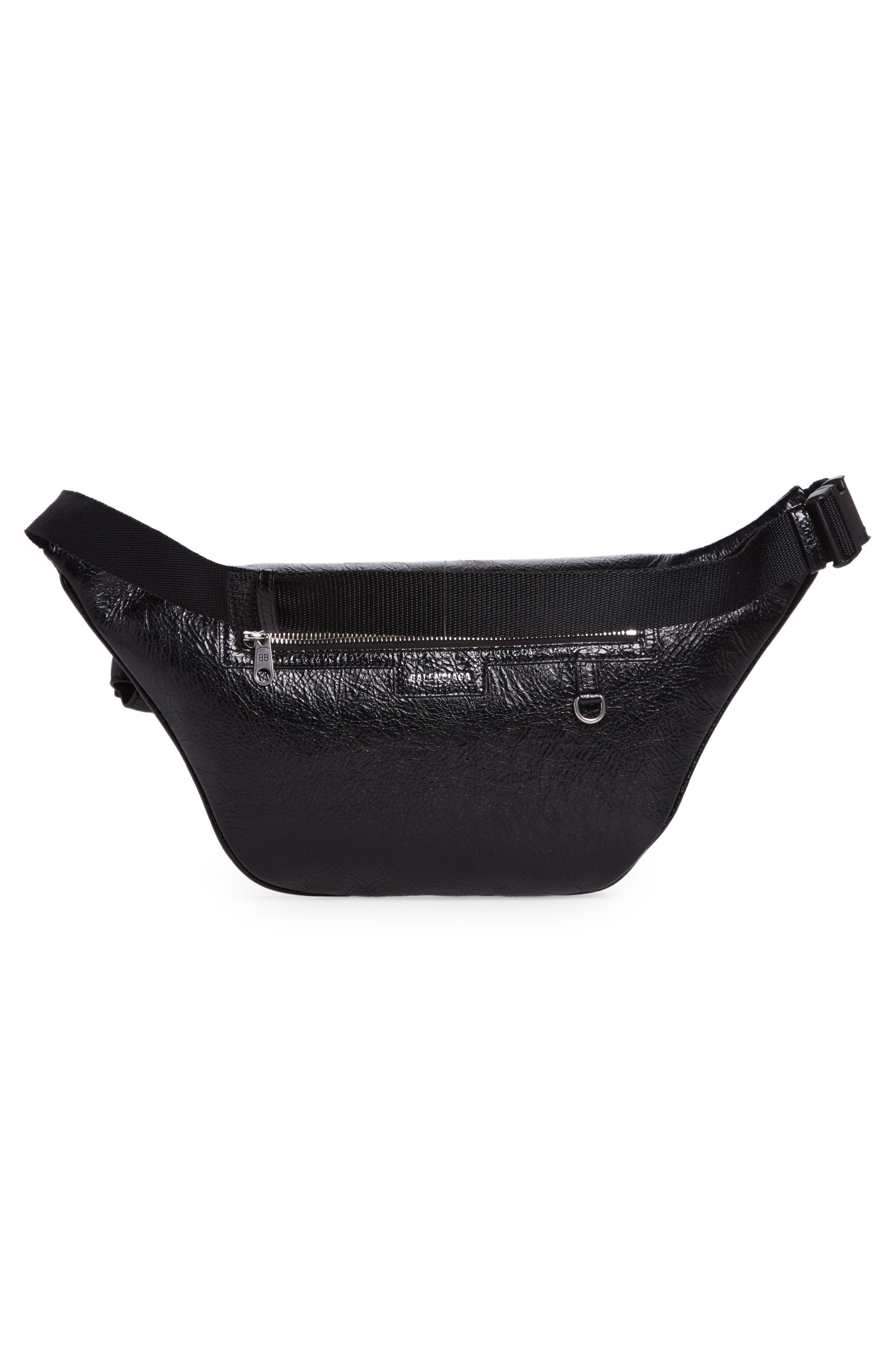 Balenciaga Superbusy Crinkle Leather Belt Bag in Black at Nordstrom - 2