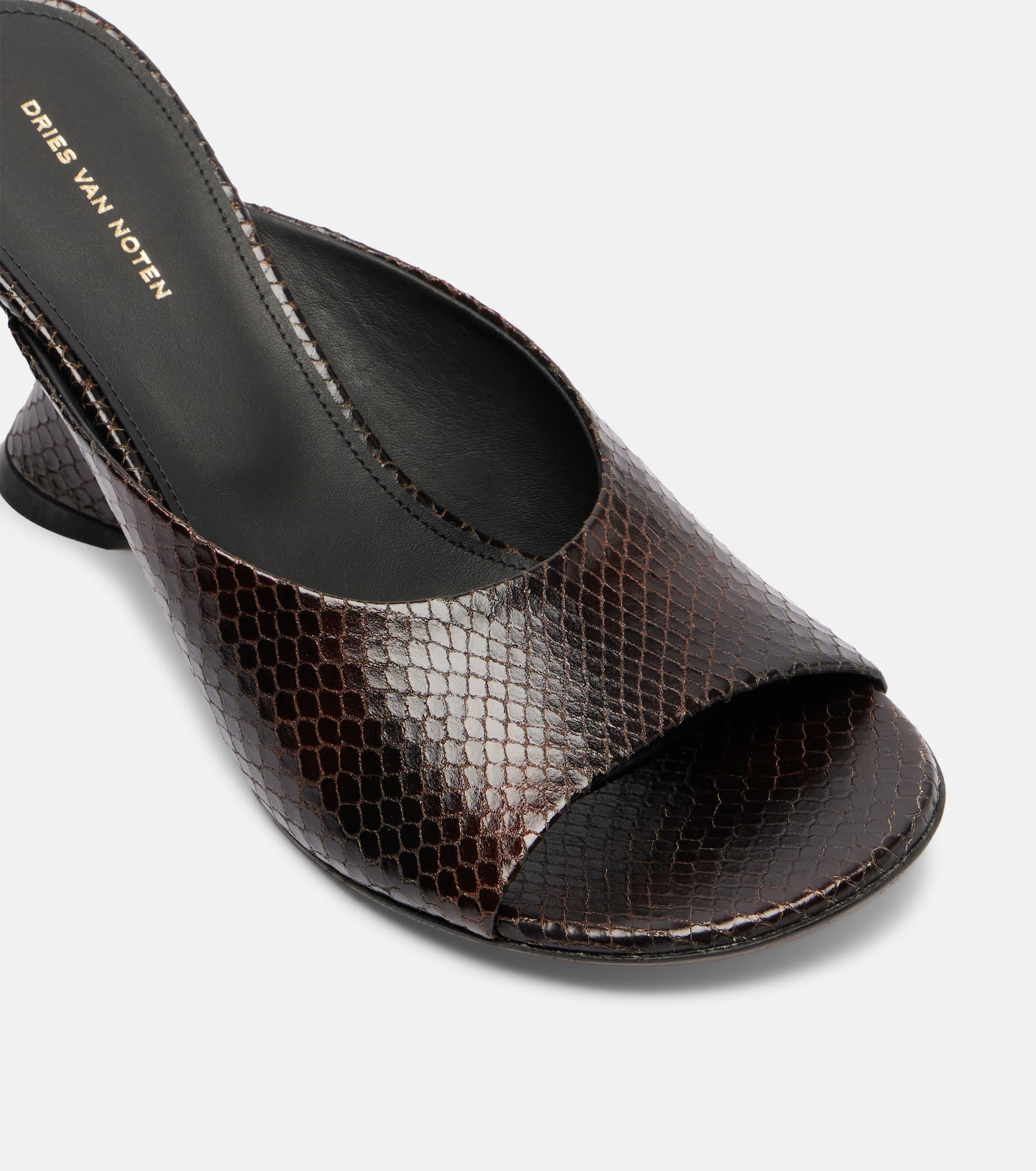 75 snake-effect leather wedge mules - 5