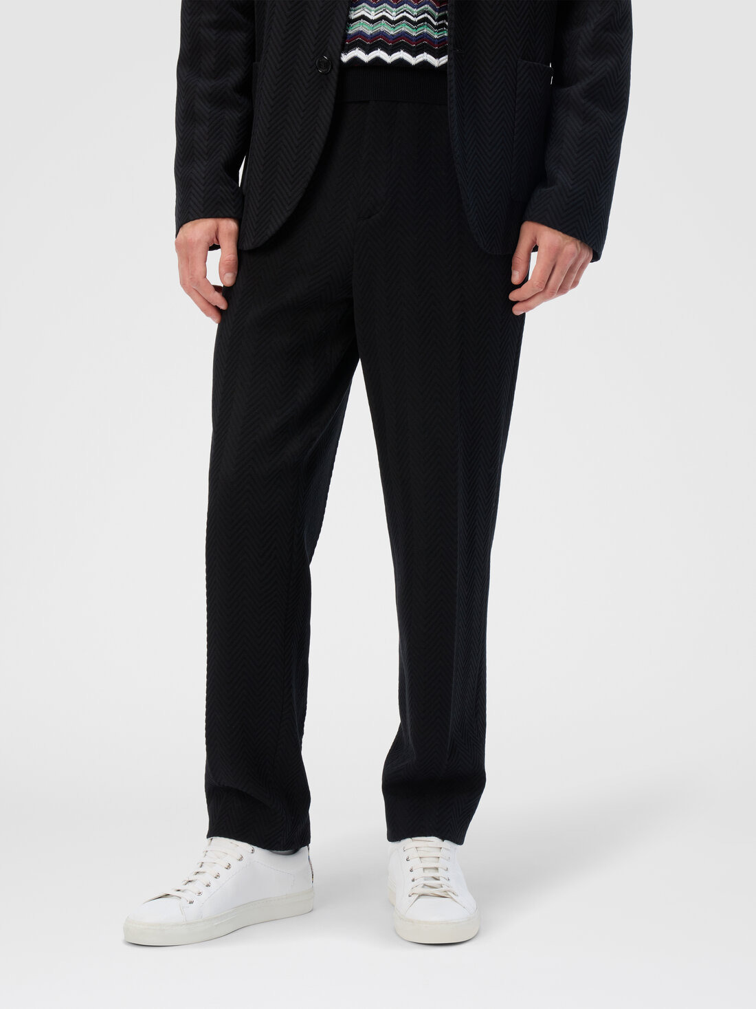 Straight Pants with Zigzag Pattern - 4