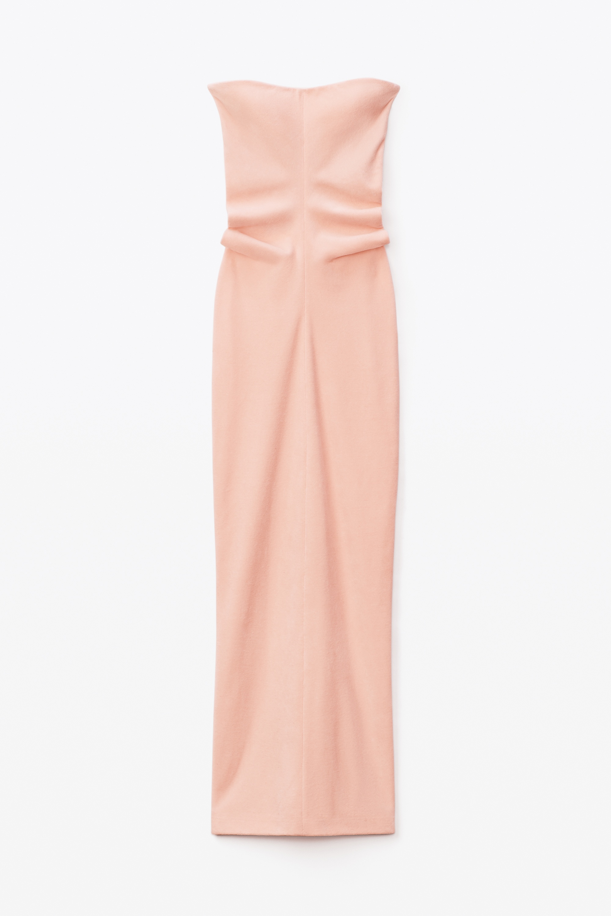 STRAPLESS COLUMN DRESS IN RUCHED VELOUR - 1