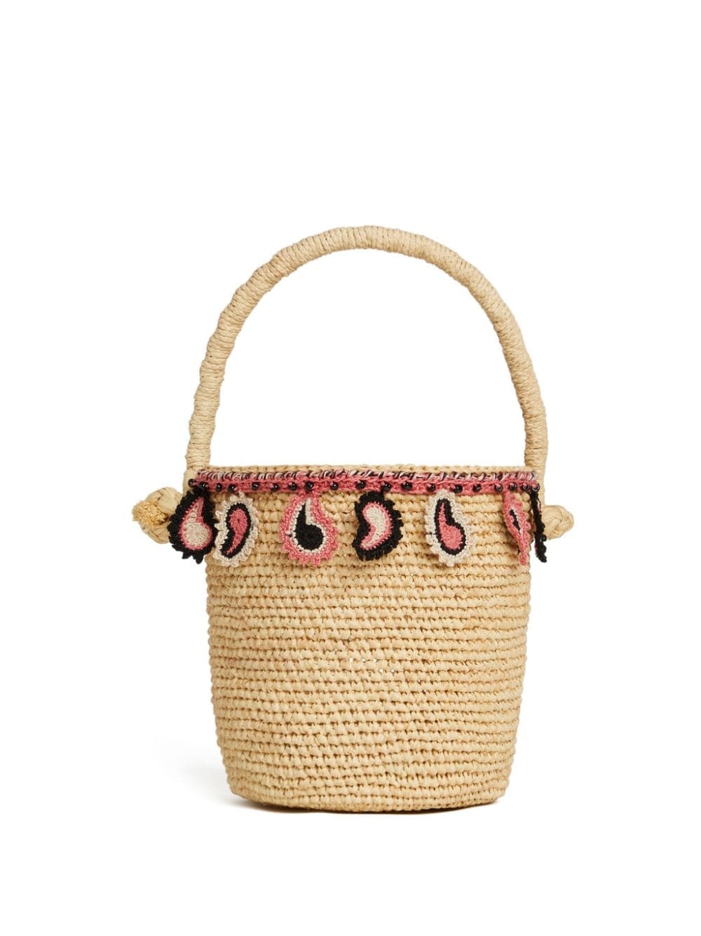 paisley-appliquÃ© raffia basket bag - 1