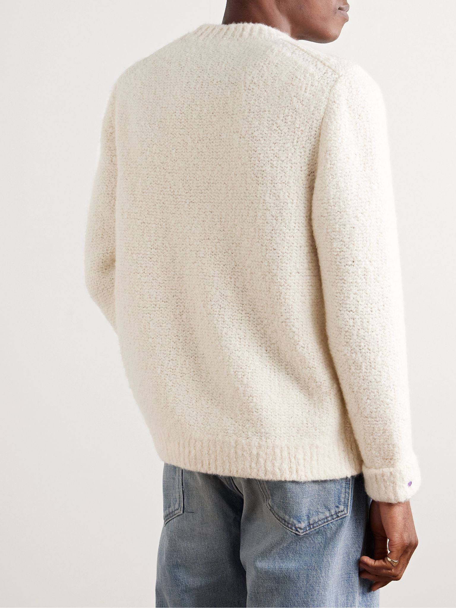 Cloud Embellished Cashmere-Blend Bouclé Sweater Neutral - 3