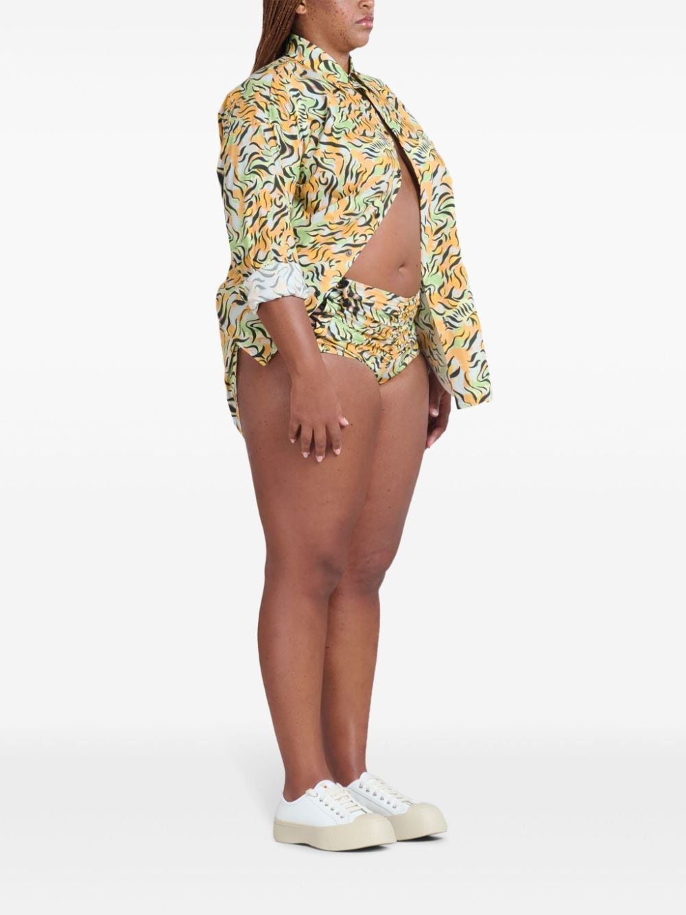 graphic-print poplin mini shorts - 4