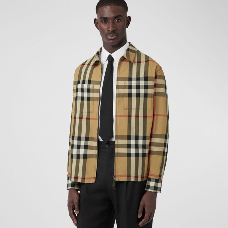 Exaggerated Check Cotton Oversized Shirt 6