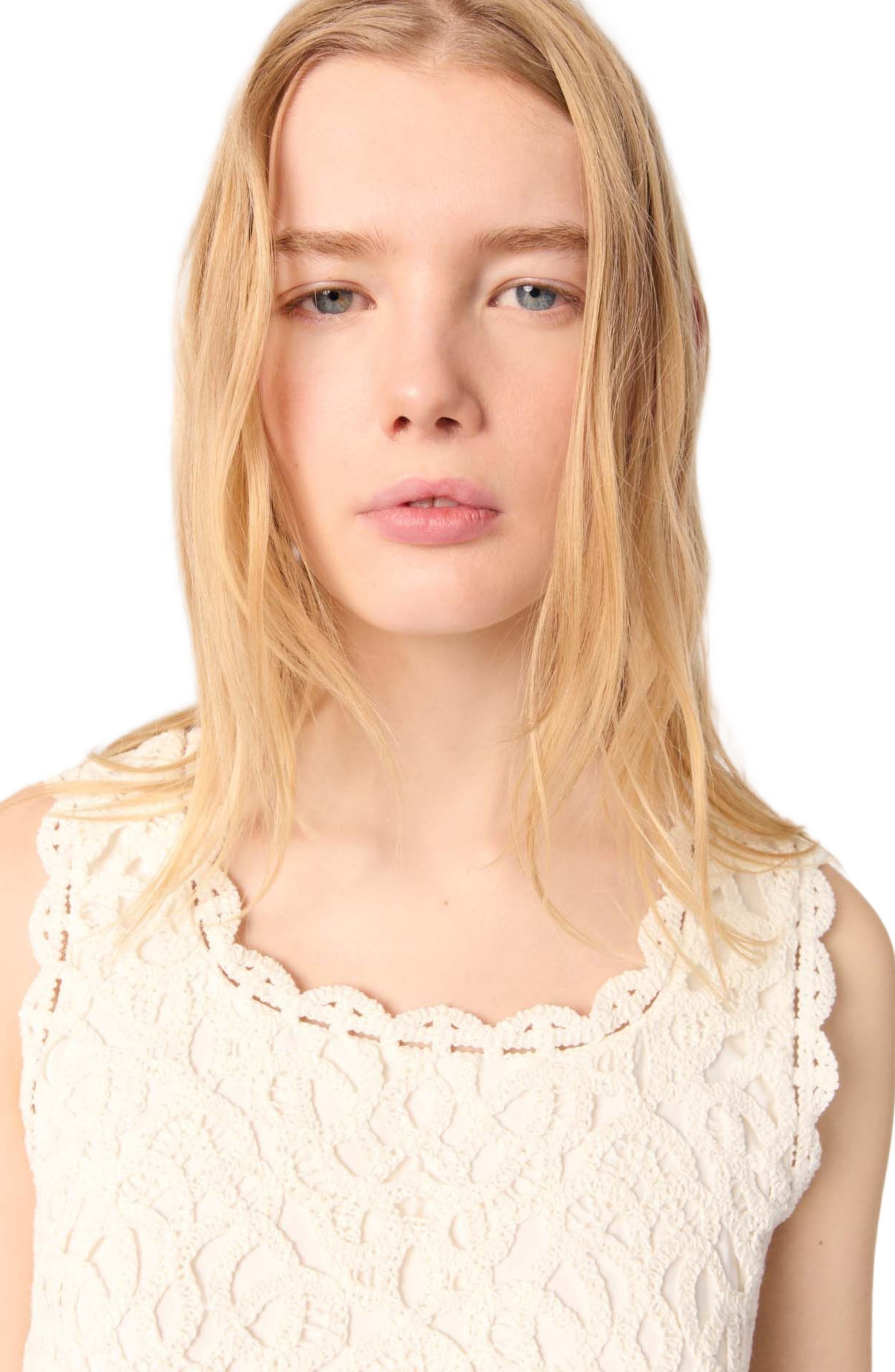 maje Crochet-knit top in Ecru at Nordstrom - 5