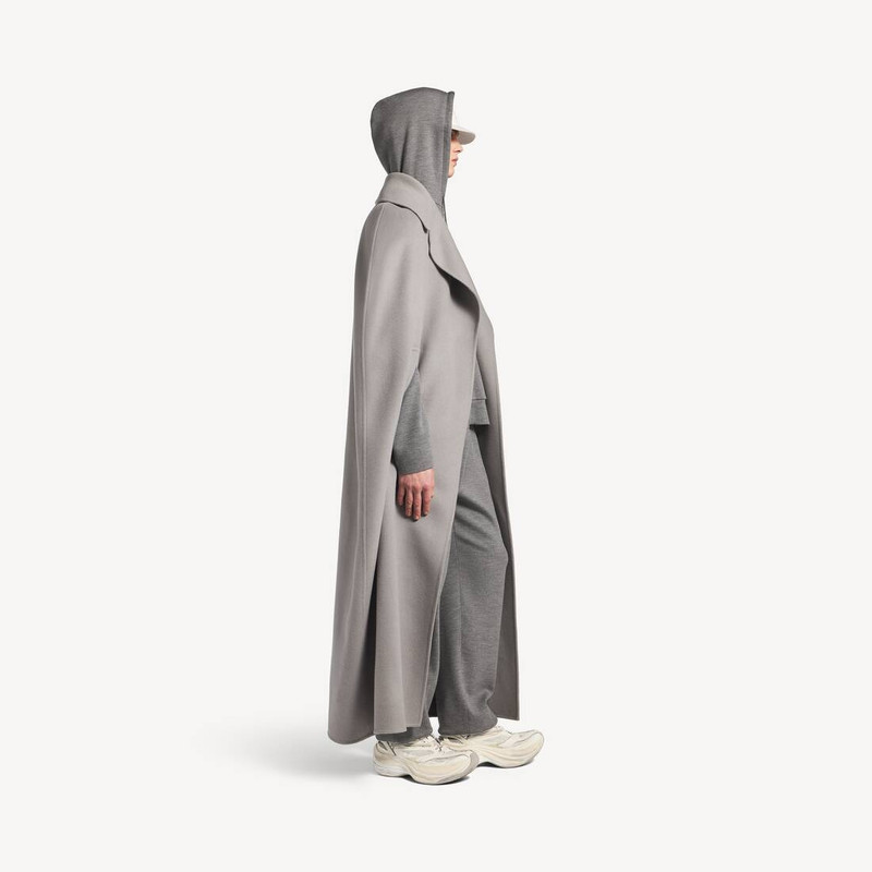 Men's Long Double-faced Cape Coat in Balenciaga Grey 3