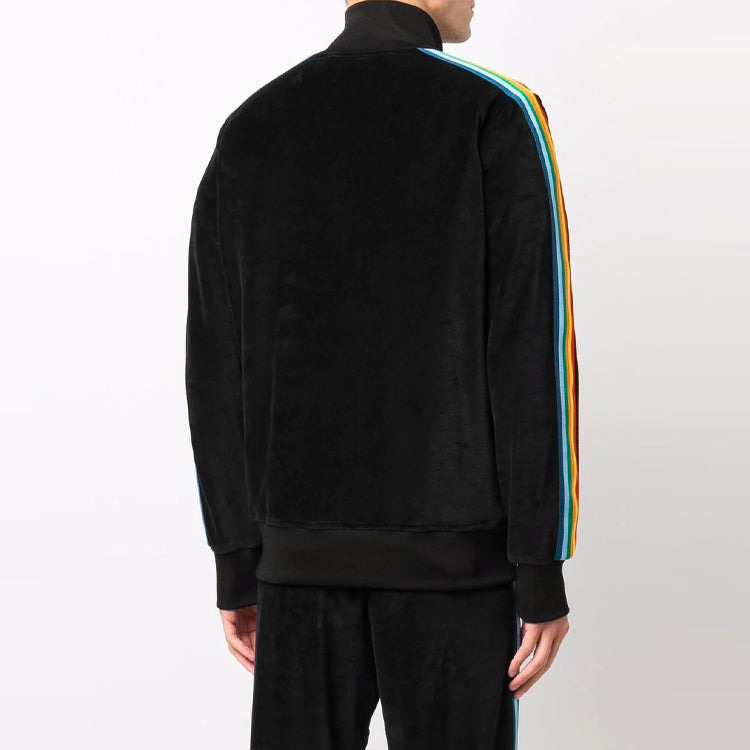 Palm Angels FW21 Rainbow Chenille Track Jacket 'Black' PMBD001F21FAB0081001 - 4