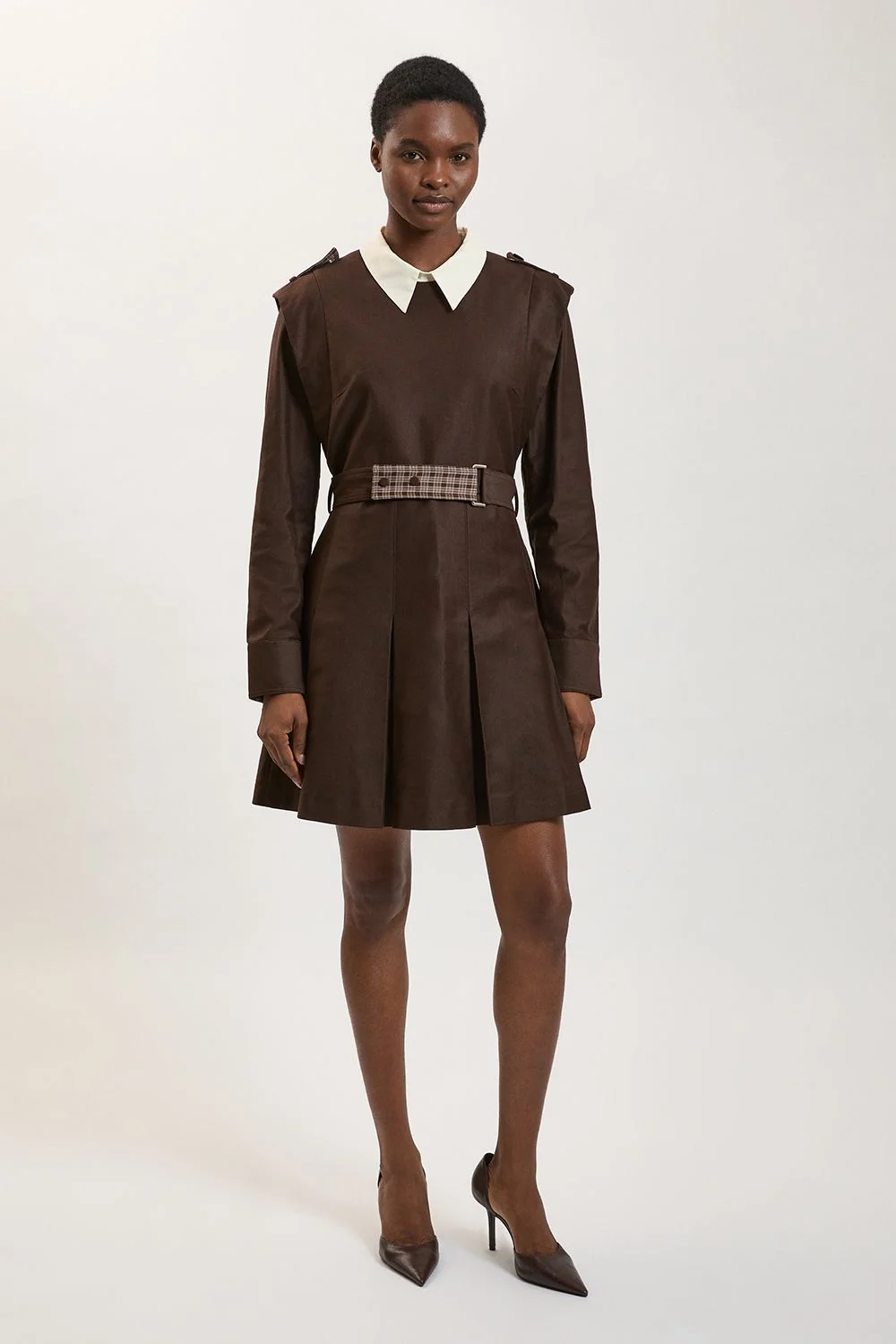 Stretch Twill Belted Safari Mini Dress - 1