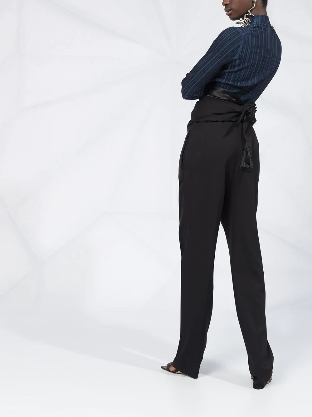 high-waisted draped trousers - 6