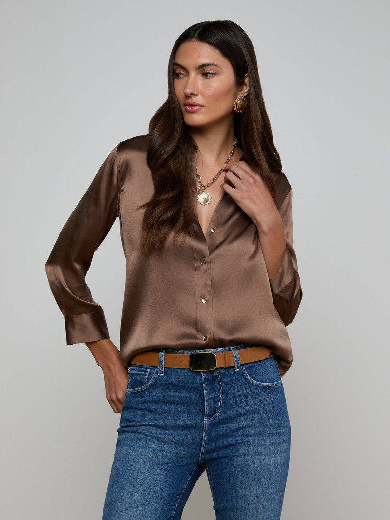 L'AGENCE Dani Silk Blouse outlook