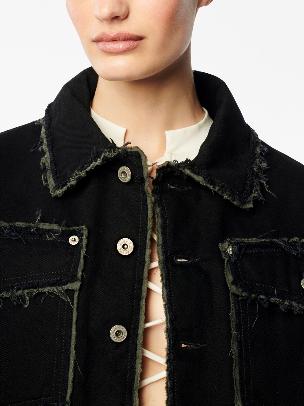 distressed cropped denim jacket - 5