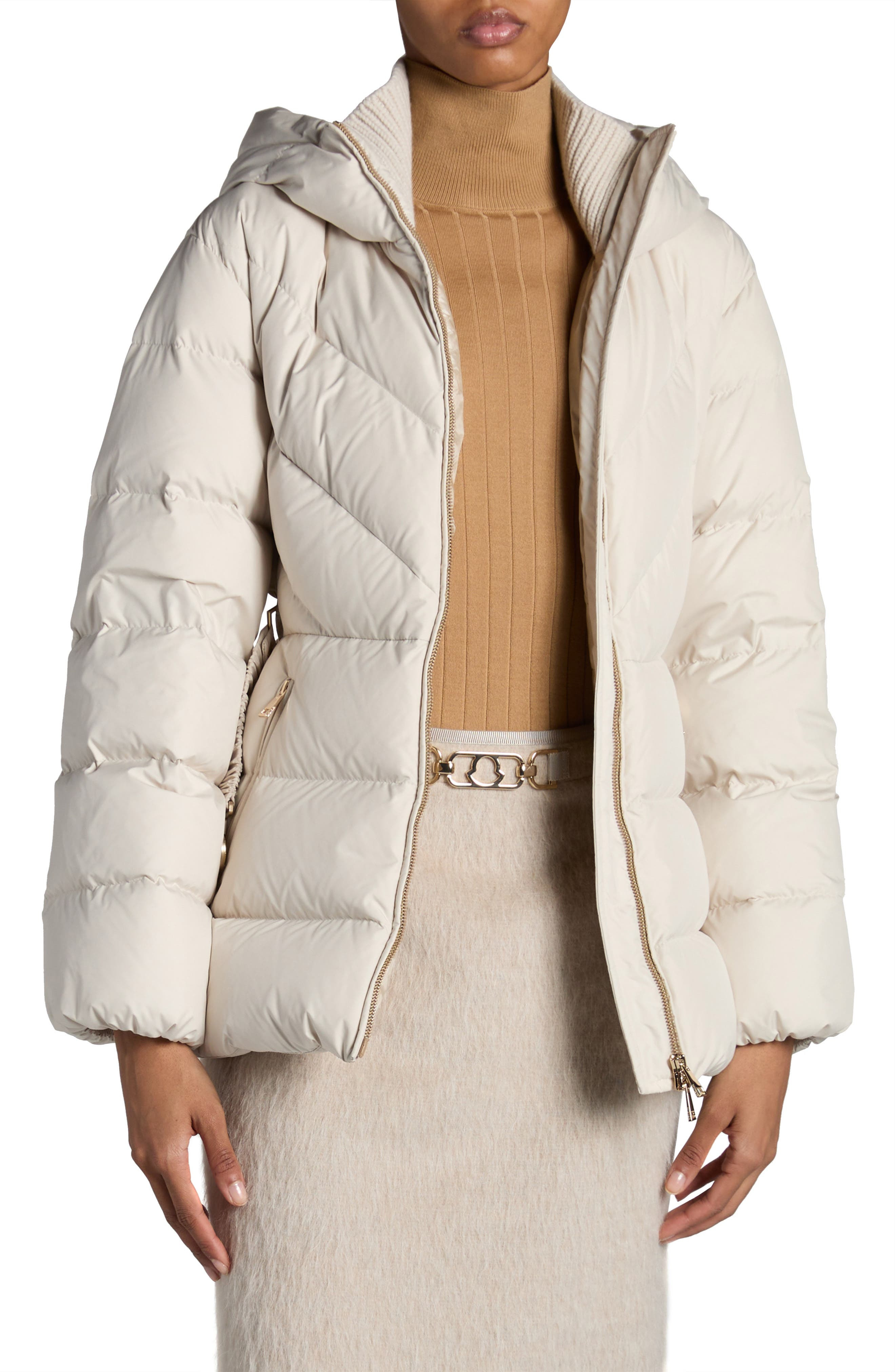 Moncler Brosse Belted Puffer Jacket in White at Nordstrom - 5