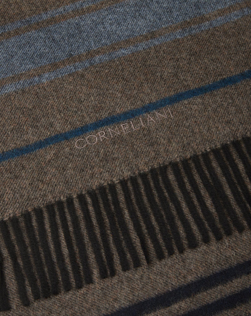 Brown/light Blue wool and cashmere scarf 3
