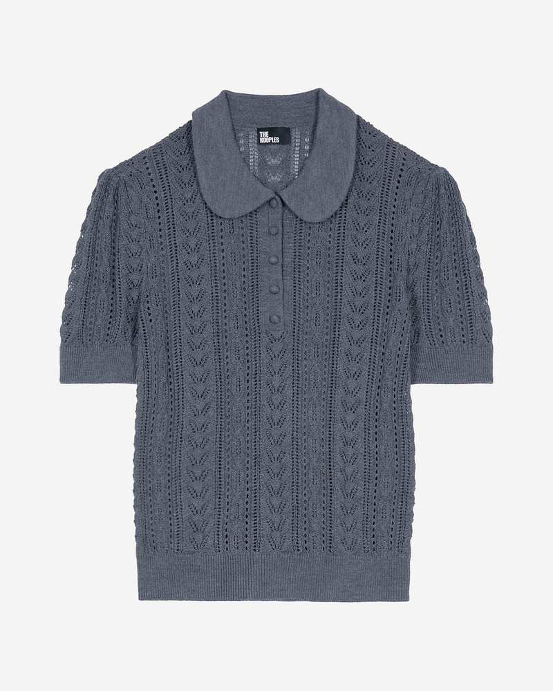 GREY MERINO WOOL SHORT-SLEEVE SWEATER 1