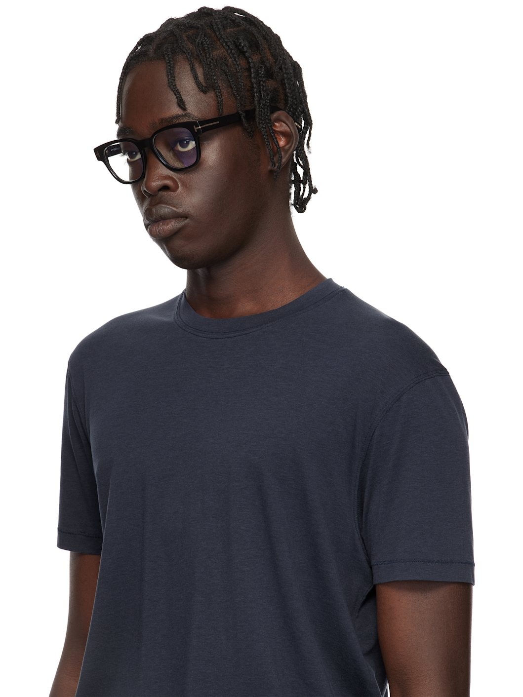 Black Square Blue Block Glasses - 4