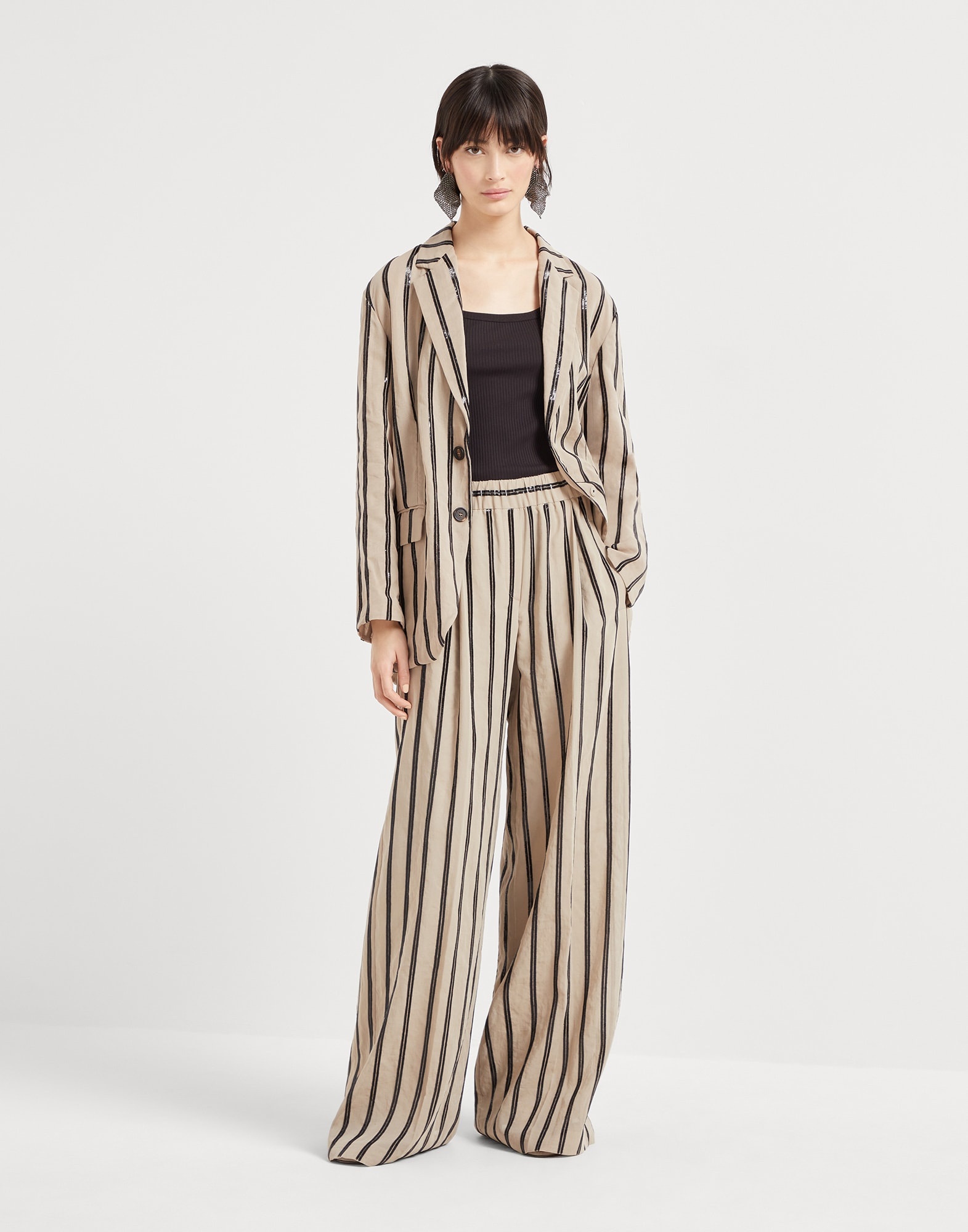 Cotton organza blazer with dazzling stripe embroidery - 5