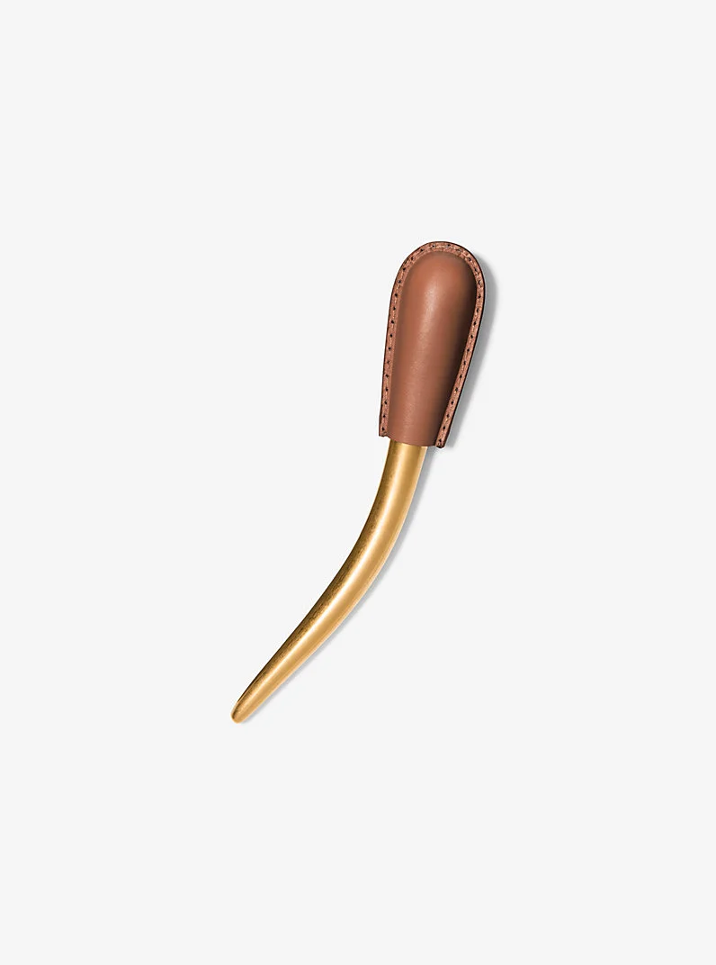 Leather Wrapped Brass Hair Pin - 1