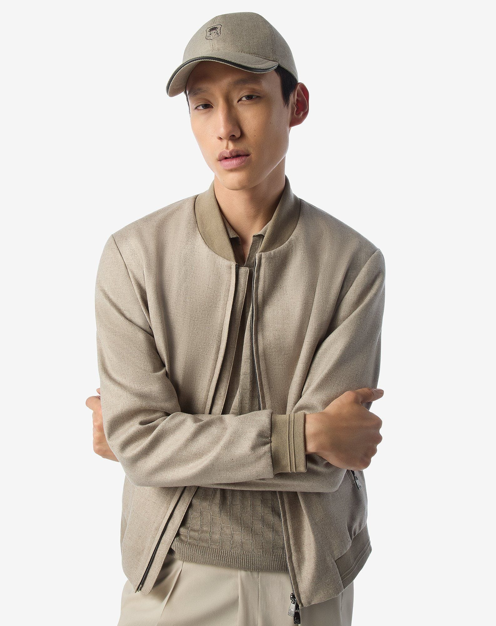 Beige silk and cashmere baseball cap - 2