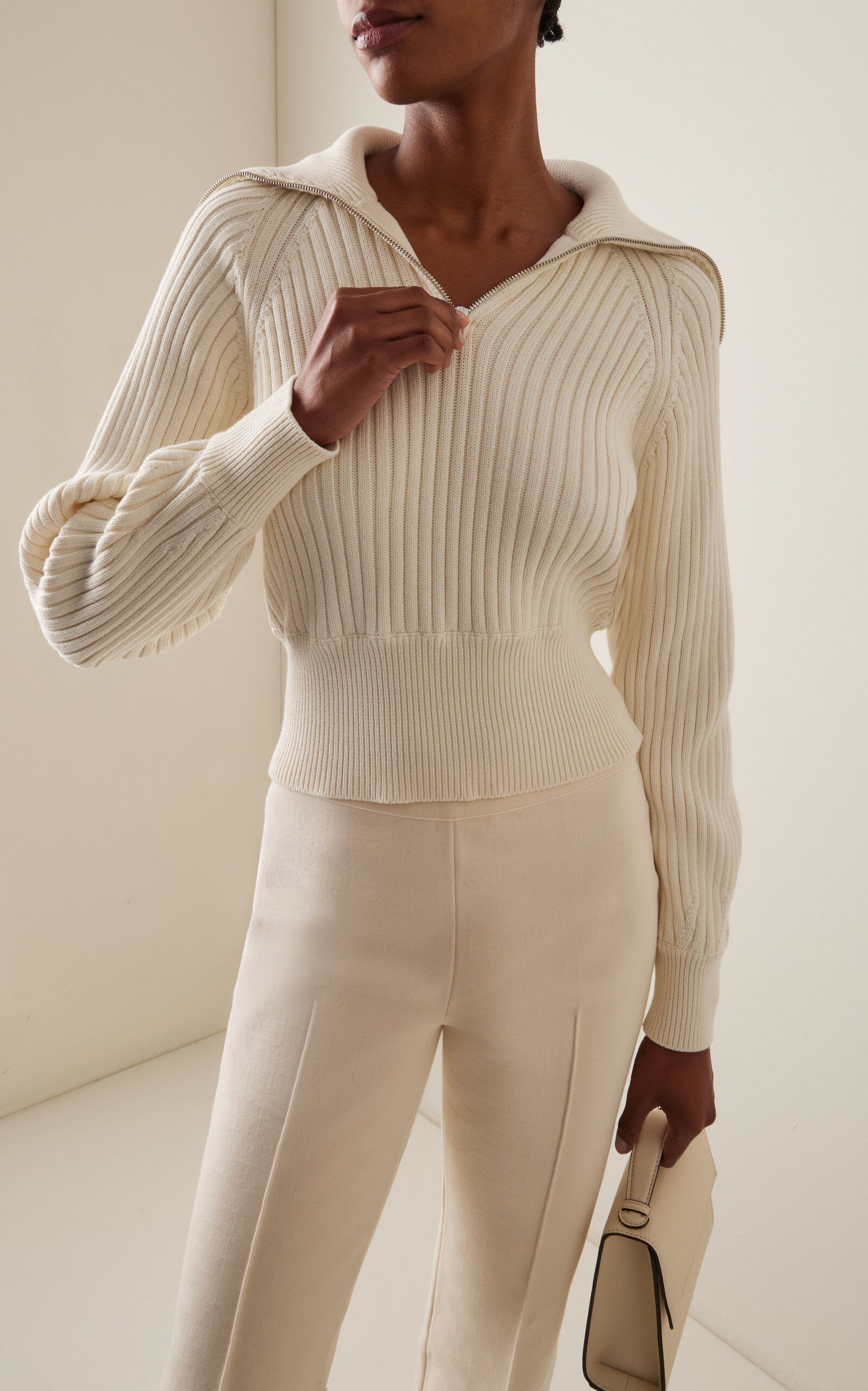 Chester Ribbed-Knit Cotton-Blend Sweater ivory - 3