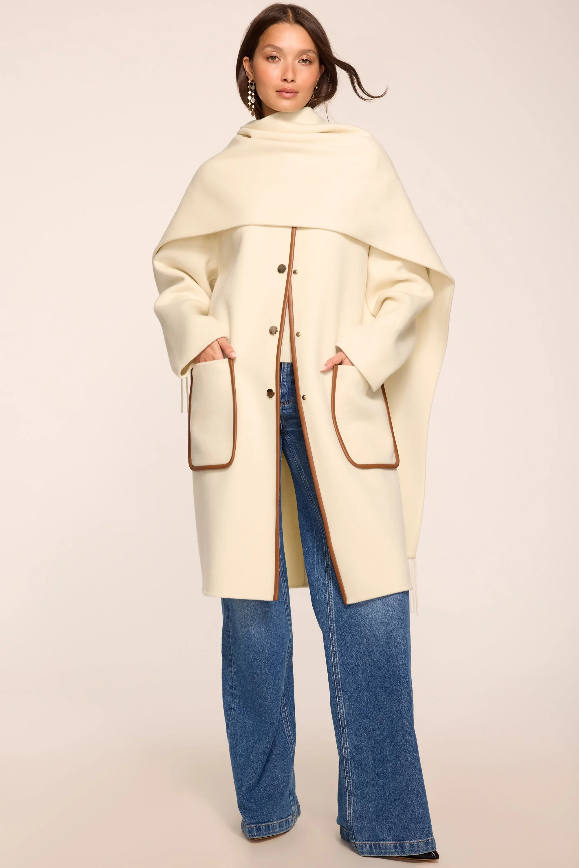 Olive Collarless Jacket - 1
