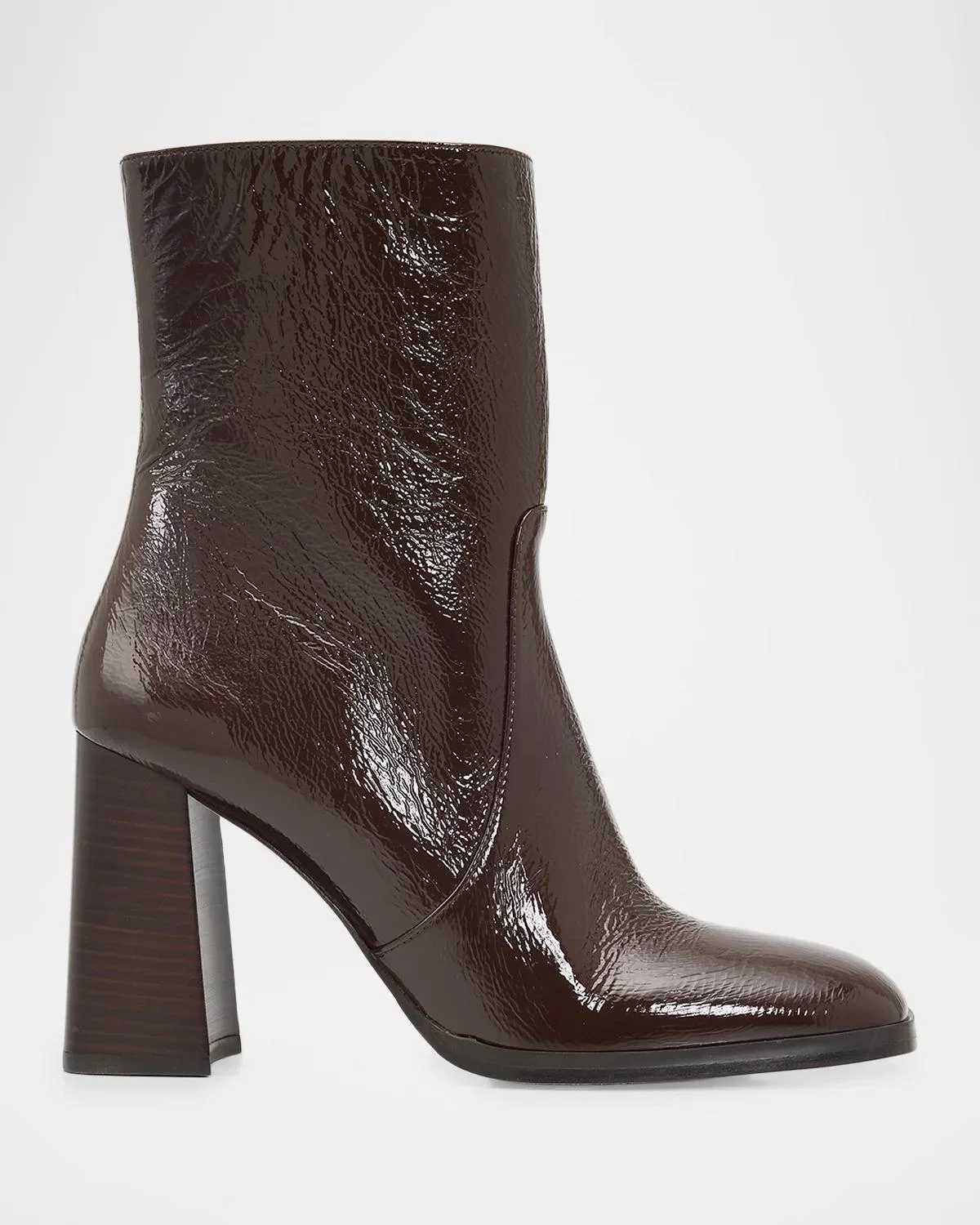95mm Vera Crinkled Patent Leather Ankle Booties - 1
