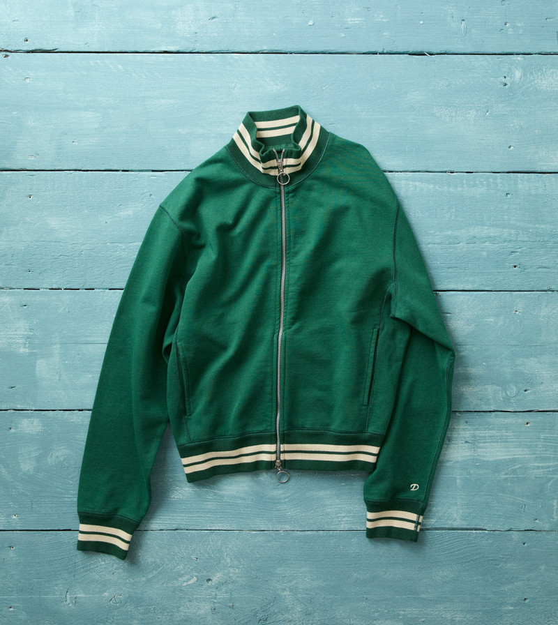 Green and Ecru Cotton Zip-Through Sweatshirt 1