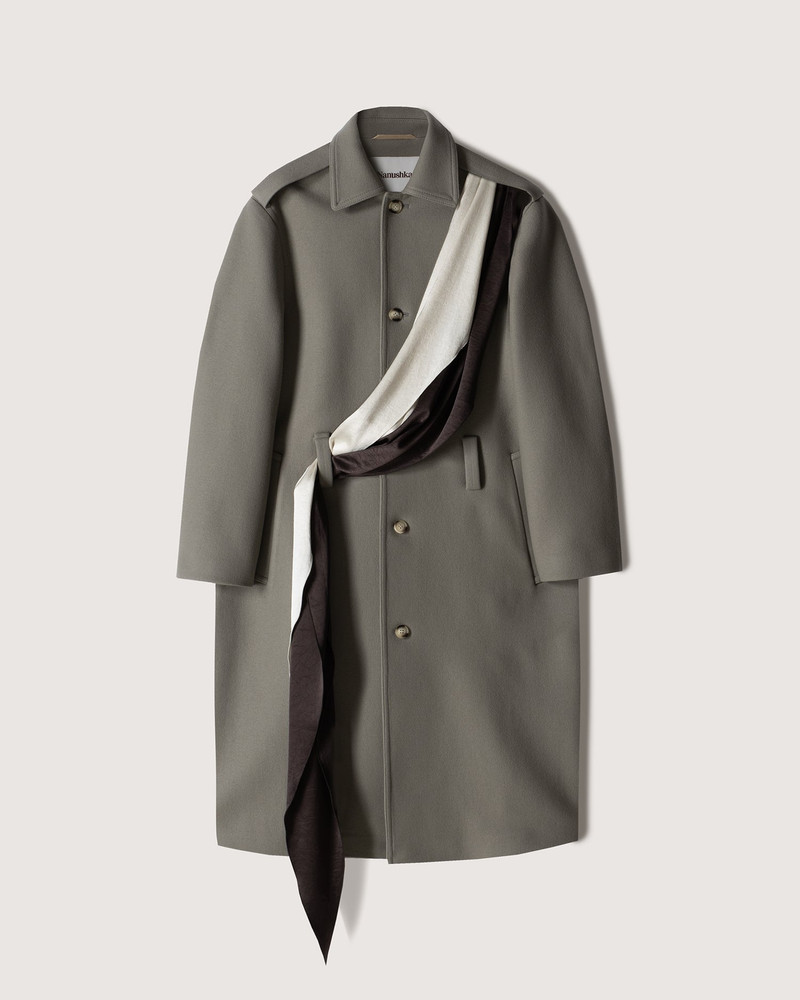 Scarf-Detail Felt Coat 1