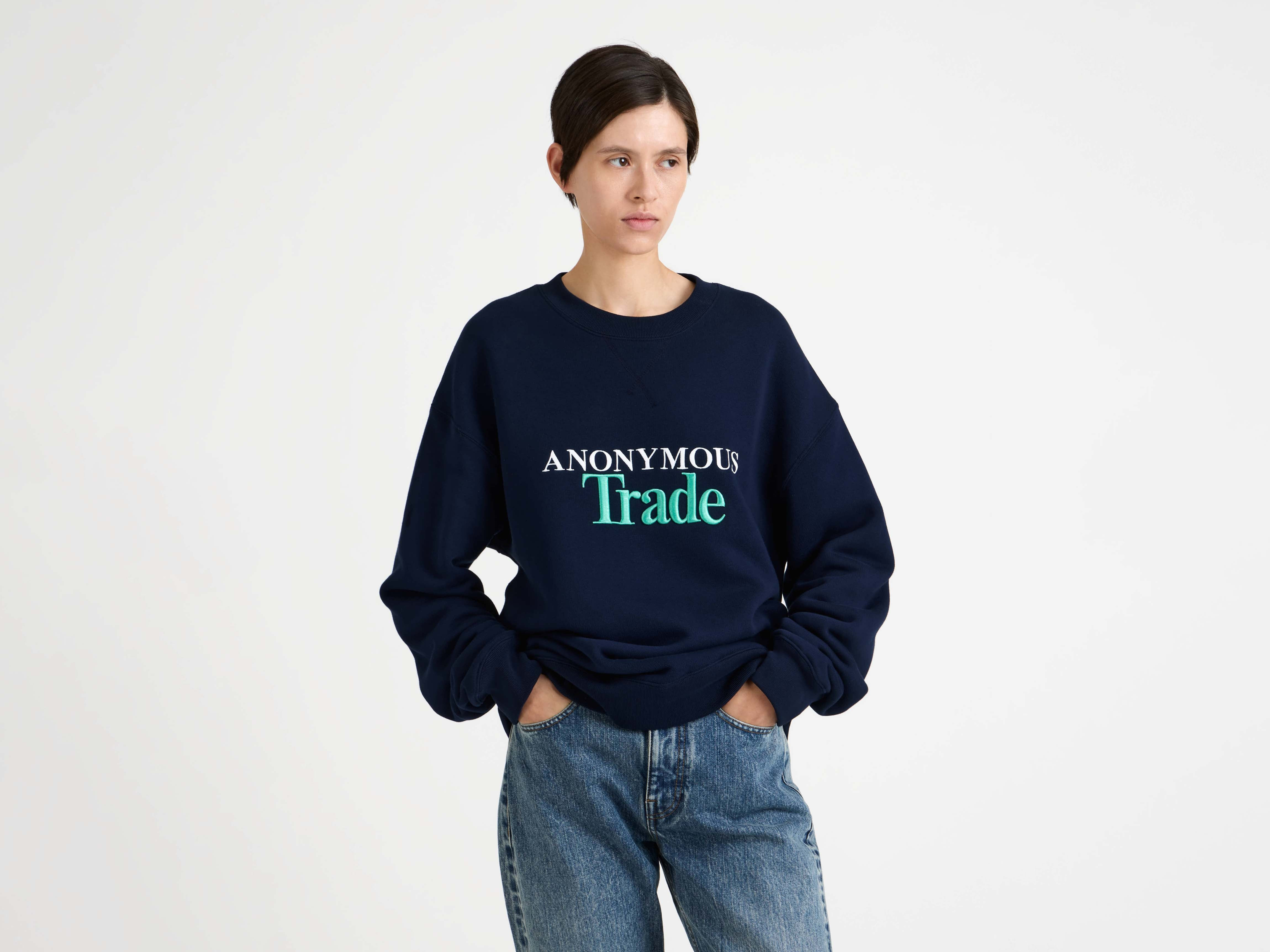 WOMENS 'ANONYMOUS TRADE' SWEATSHIRT IN NAVY - 4