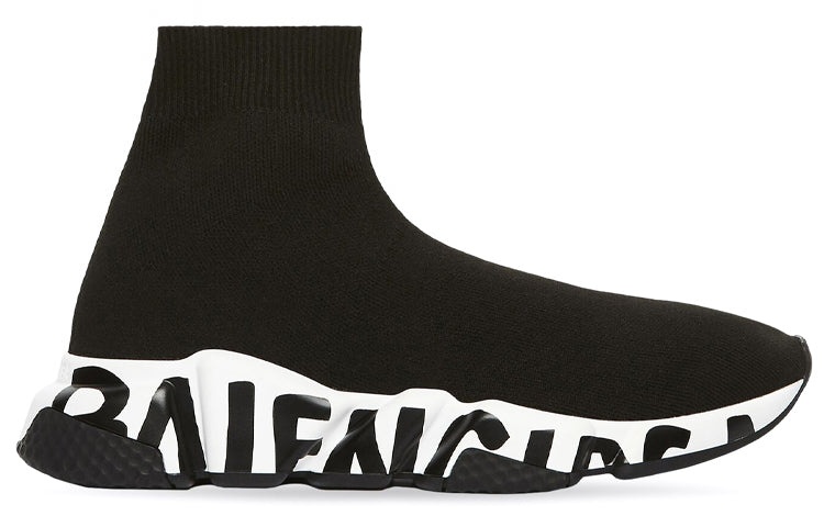 (WMNS) Balenciaga Speed Graffiti Sneakers 'Black Knit Black Graffiti Sole Unit' 605942W2DB71015 - 2