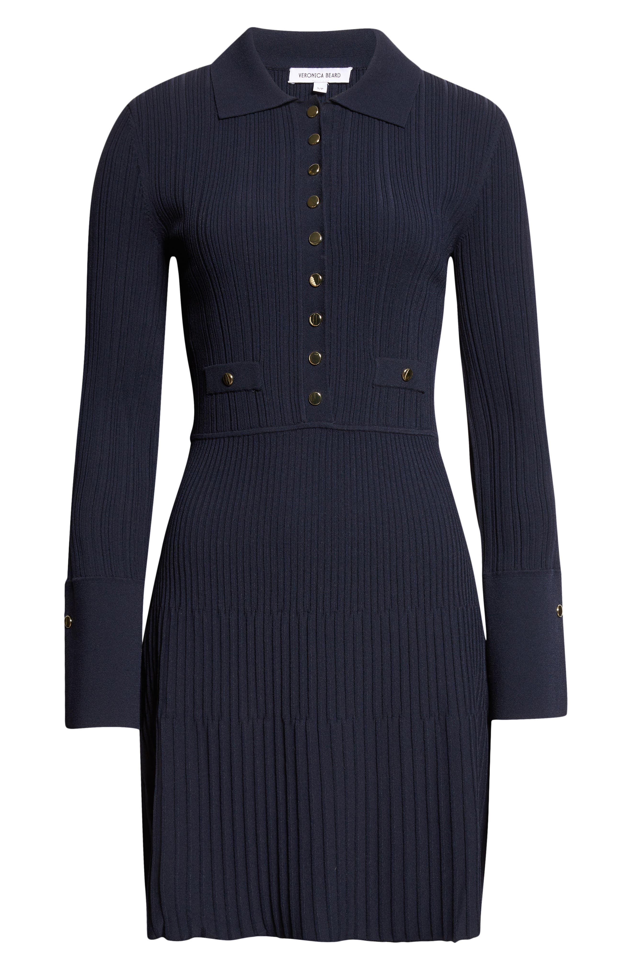 Veronica Beard Lauper Variegated Rib Long Sleeve Sweater Dress in Navy at Nordstrom - 5