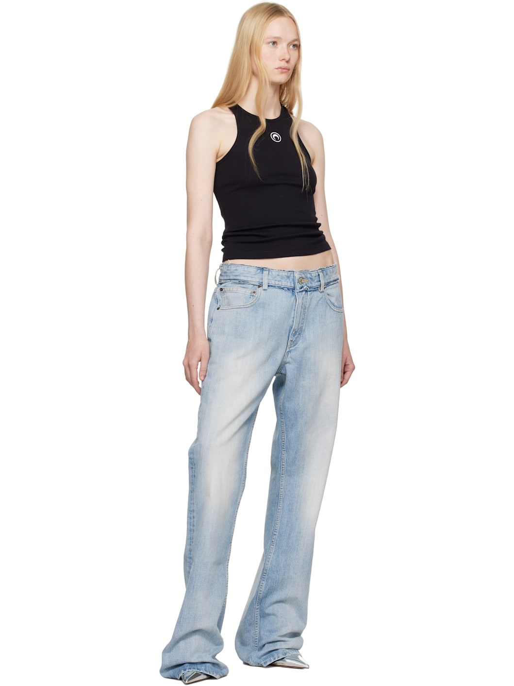 Black Moon Logo Ribbed Jersey Tank Top - 4