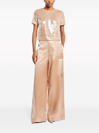 STAUD belted satin-finish palazzo pants outlook