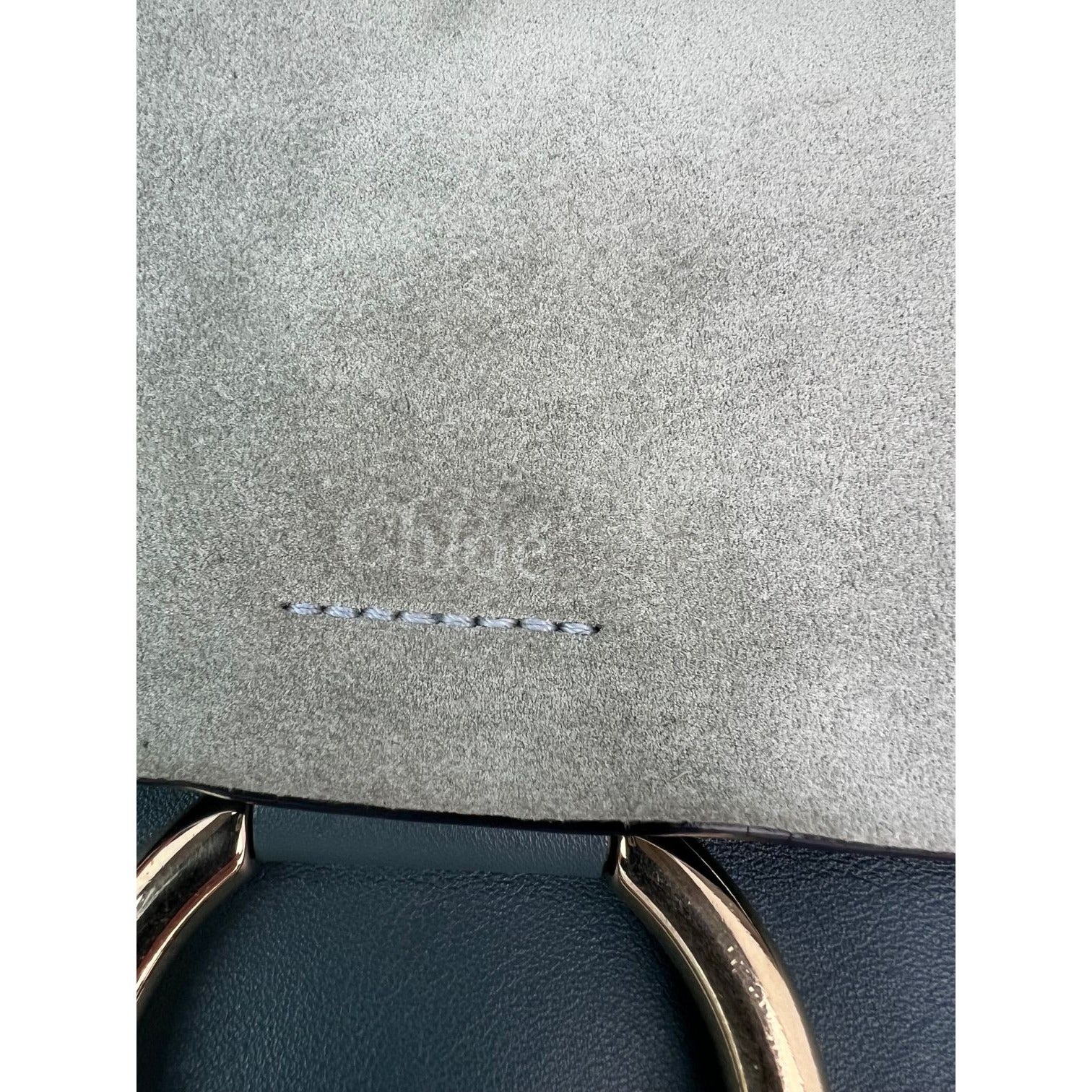 Chloe Faye Chain Suede Leather Gray Blue Crossbody Bag - 7