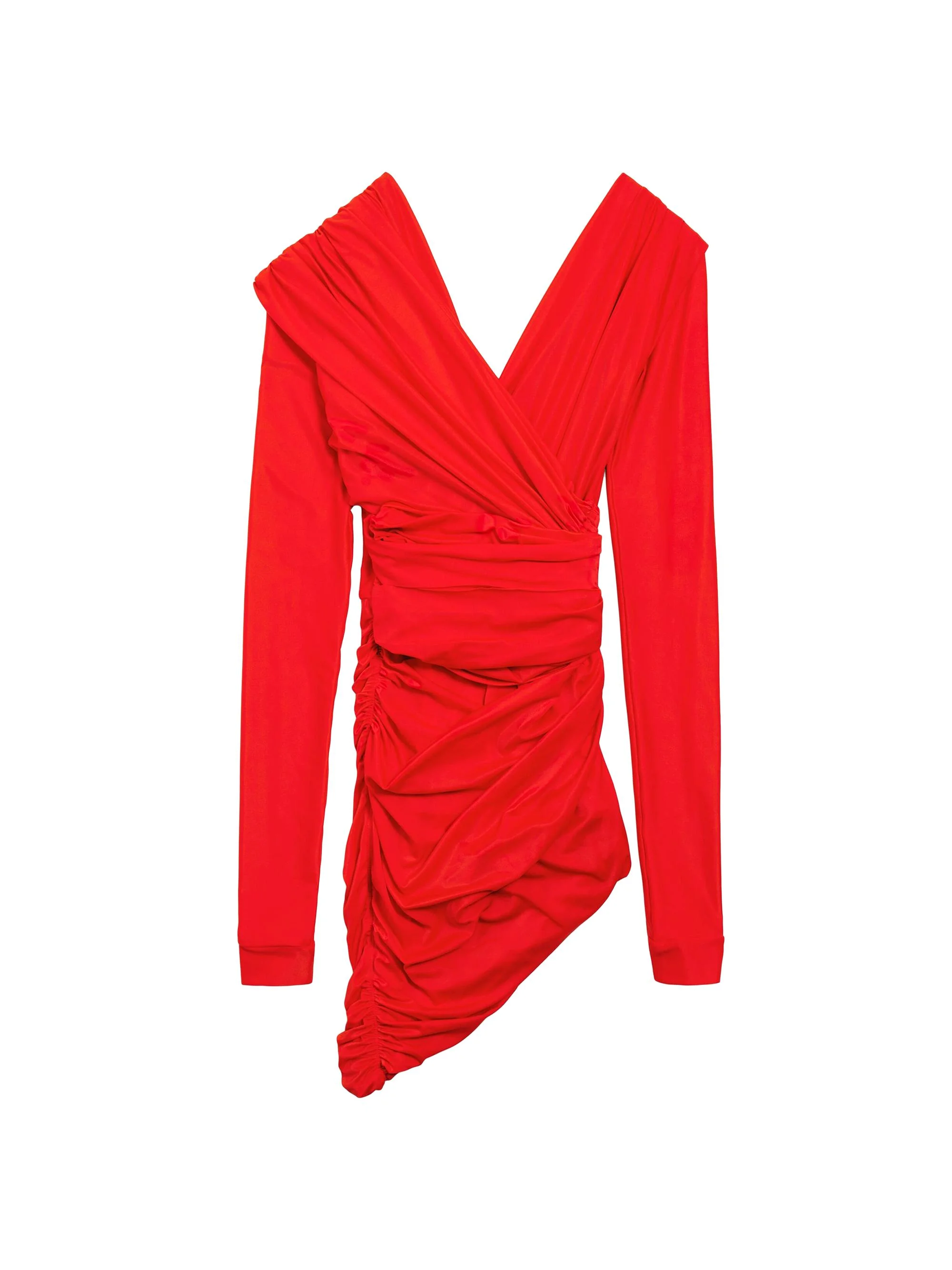 Women's Draped Dress - Red - 1
