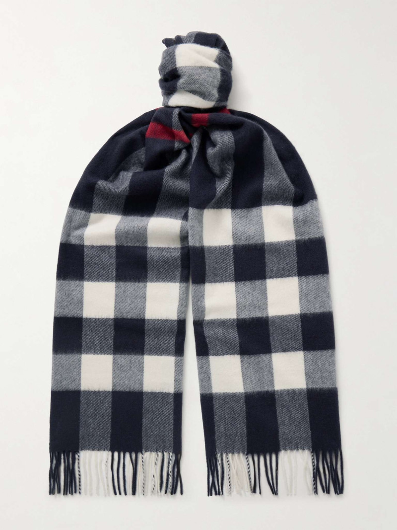 Fringed Checked Cashmere Scarf 1